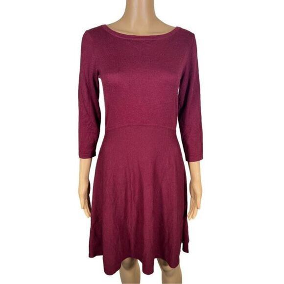 French Connection Dresses & Skirts - French Connection Women's Burgundy Red Knitted Fit & Flare Mini Dress Size S